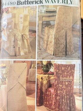Chair cover sewing pattern by Butterick Waverly #B4480